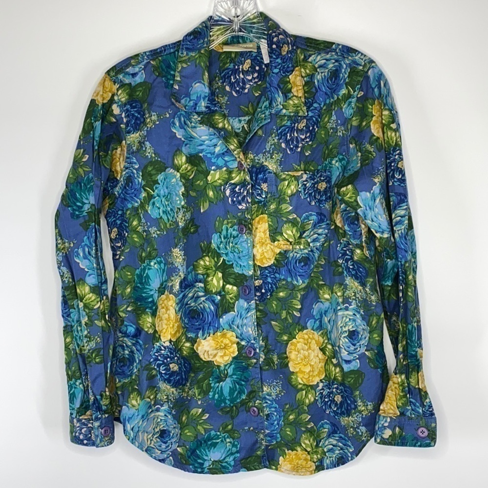 Vintage Liz Claiborne Liz Wear Floral Long Sleeve Button Up Small Petite